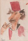 TURKISH WITH PIPE - Watercolor, 1950 - 1960
Signed lower left