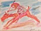 DON QUIXOTE 7 - Watercolor on paper, 1955 - 1958
Signed lower right