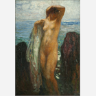 NUDE AT THE SEA (ART NOUVEAU) - The work of art and frame were restored, signed lower left Somonidy.
On the lower center of the frame wood booklet Michel Simonidy. On the back signature of the artist